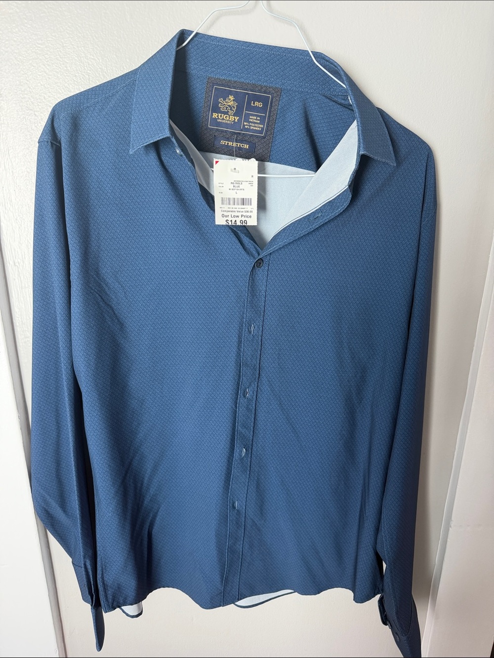 Rugby Stretch Long-Sleeve Dress Shirt in Blue